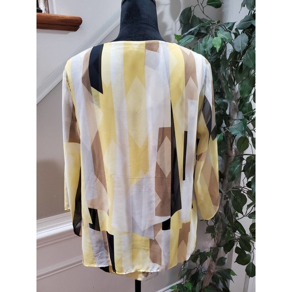 JM Collection Women Yellow Polyester Round Neck Long Sleeve Pullover Shirt Small - Picture 7 of 10